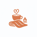 Уютная атмосфера веганского бара, минималистичная иконка, простой дизайн на белом фоне.